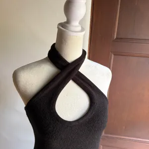 LPA | Revolve Alyssa Black Knit Halter Twist Neck Midi Dress | Small thumbnail 3