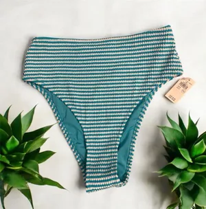 Aerie NWT Crinkle Stripe High Cut Cheeky Bikini Bottoms Small thumbnail 3