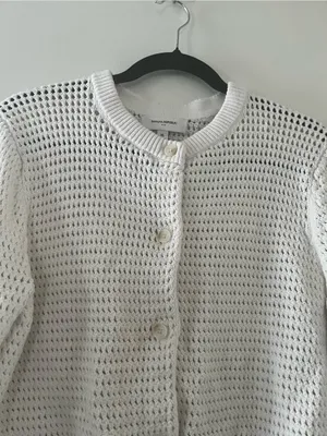 Banana Republic White Knit Button Up Cardigan XL 100% Cotton Coastal Beach thumbnail 3