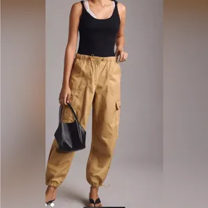 Avec Les Filles Tan Drawcord Cargo Jogger Pants Small NWT thumbnail 2