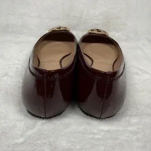 Tory Burch Reva Ballet Flats Burgundy Patent Leather Gold Medallion Womens‎ 7M thumbnail 5