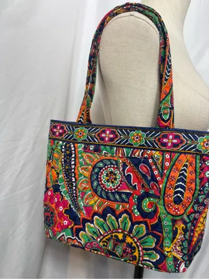 Vera Bradley Venetian Paisley Toggle Tote Bag Retired Quilted Purse thumbnail 7