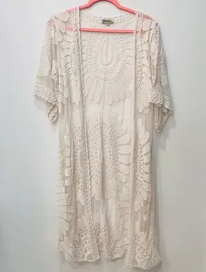 Rebellion white lace cardigan duster size small floral thumbnail 1