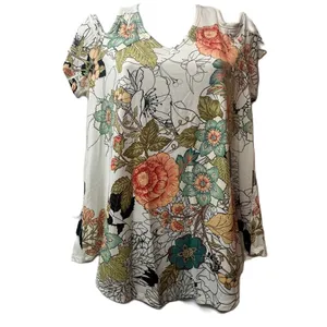 Gaze Women’s Floral Cold‎ Shoulder Top Size Large thumbnail 9