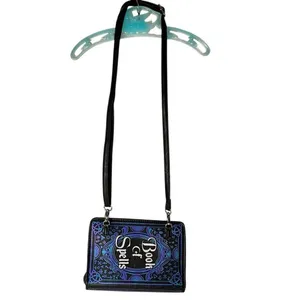 Spirit Halloween Book of Spells Adjustable Crossbody Bag Purple & Black Zip Top thumbnail 4
