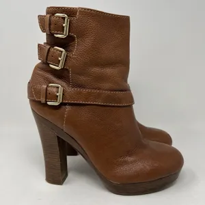 Juicy Couture Serena Boots Women's Size 9.5 Buckle Platform‎ Ankle Brown Booties thumbnail 2