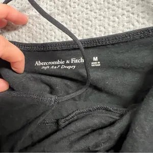 Abercrombie Soft Drapery Cowl Neck Black Bodysuit Size Medium EUC thumbnail 3