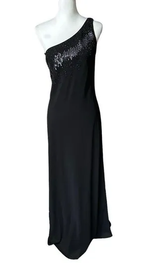 Escada One Shoulder Long Embellished Evening / Event Formal Dress Sz Small thumbnail 1