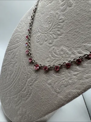 Delicate Pink Crystal Station Necklace Women Jewelry NEW thumbnail 4