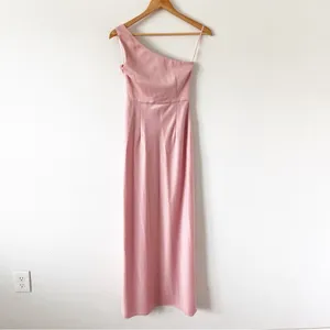 BHLDN Dylan Blush Pink Satin Charmeuse Bridal Formal One Shoulder Maxi Gown thumbnail 8