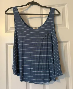 Blue and White Striped Salt Life Tank Top thumbnail 1