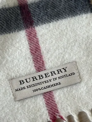 Burberry Cream Plaid Cashmere Scarf with Black and Burgundy Stripes thumbnail 8