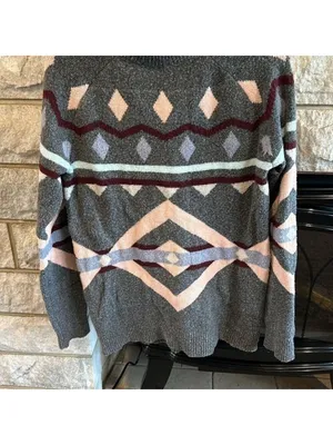 Pink Rose geometric mock neck sweater medium thumbnail 4