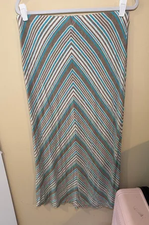 Max Edition Teal, Brown & White Chevron Maxi Skirt thumbnail 1
