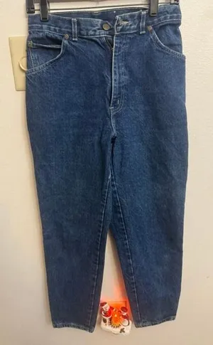Vintage Chic High Waisted Tapered Leg Mom Jeans Medium Wash Blue Denim 10 Short thumbnail 1