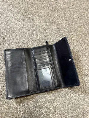 Vintage Coach Signature Black Leather Slim Trifold Long Wallet thumbnail 3