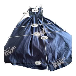 Blondie nite Navy Blue Satin Ball Gown Beaded Lace Waist Formal Evening Dress thumbnail 11
