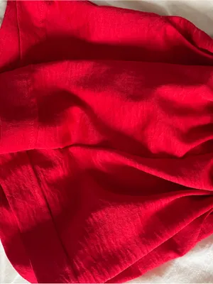 Tyche Red High-Waist Paperbag Tie Shorts thumbnail 3