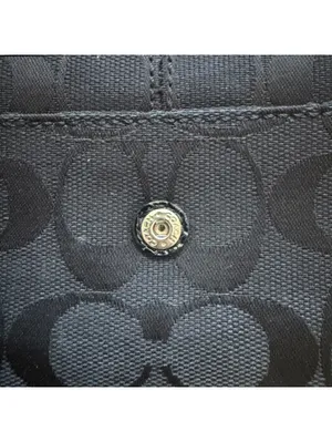 Coach Soho Signature Jacquard Wallet Tri-Fold Canvas Leather Pleated Black thumbnail 5