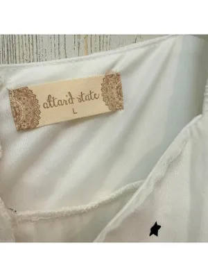 Altar’d State Women’s Large White Star Print Ruched Babydoll Dress thumbnail 6
