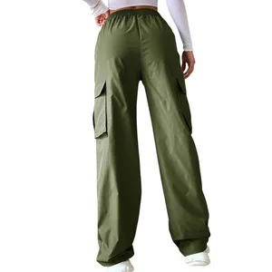 SheIn Flap Pocket Side Cargo Pants in Green, Size XS thumbnail 2