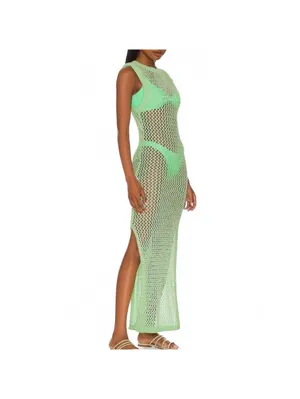 Beach Riot Holly Maxi Dress Cover Up Crochet Open Knit Sleeveless Patina Green M thumbnail 3