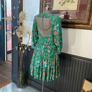 Free People Endless Summer Picnic Emerald Green Floral Boho Mini Dress - Sz S 🧡🎀 thumbnail 10