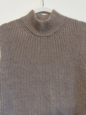 Abercrombie & Fitch Mock Neck Sweater Vest Size Medium Tan Brown Neutral thumbnail 4