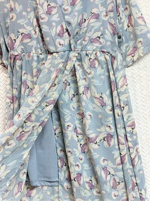 Sienna Sky Floral Faux Wrap Midi Dress M Blue Purple Cottagecore Fairycore Soft‎ thumbnail 10