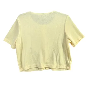 Vintage Teddi Cardigan Top Womens M Yellow Floral Embroidered Cottage Dainty thumbnail 4
