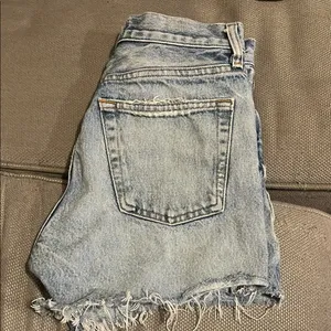 Agolde Blue Jean Shorts with Distressed Hem thumbnail 6