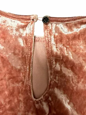 Knox Rose Blush Mauve Crushed Velvet Babydoll Peplum Top Boho Sleeveless M thumbnail 5