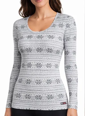 Thermal Long Sleeve 32Degrees Heat Women’s size S Scoop Neck Top nowflake(A233) thumbnail 1