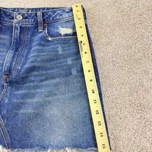 Abercrombie & Fitch Zoe Denim Mini Skirt Womens 28 6 Side Stripe‎ Raw Hem Y2K thumbnail 6