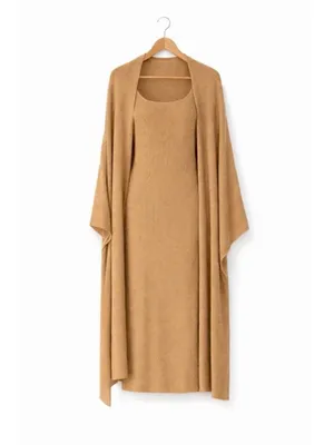 NWT Revolve x LPA Salmah Dress in Camel Tan *Shawl has a Flaw thumbnail 2
