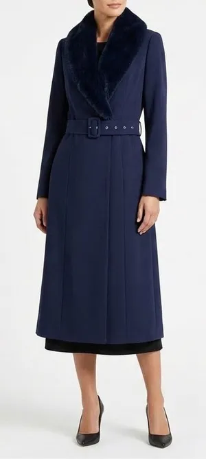 Naked Wardrobe The Statement Trench Coat Womens Large Navy Lined Long Sleeve thumbnail 1