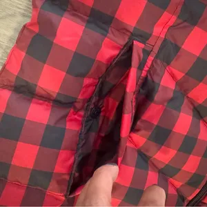 Lands’ End red/black buffalo plaid goose down women’s puffer vest size M(8-10) thumbnail 2