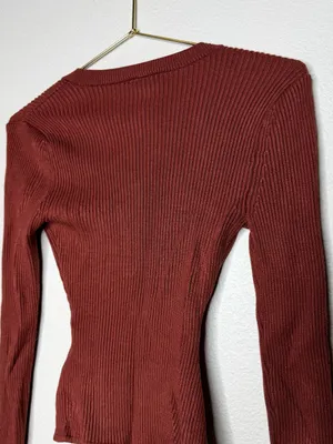 Abercrombie & Fitch Women Contouring Ribbed Bodysuit XS Thong Back Rust Brown thumbnail 5