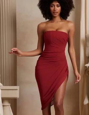 Oh Polly Valentina Midi Dress Burgundy Size 2 thumbnail 1