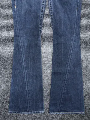 RARE Vintage True Religion Low Rise Twisted Flare Jeans Sz 26 x 33 Dark Wash Y2K thumbnail 5