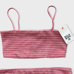 NWT Billabong Summer High Tank Bikini Set Pink Textured Medium Summer Beachy thumbnail 4