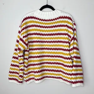 Molly Bracken Chunky Knit Striped Long Sleeve Retro Sweater Size M/L‎ Crochet thumbnail 3