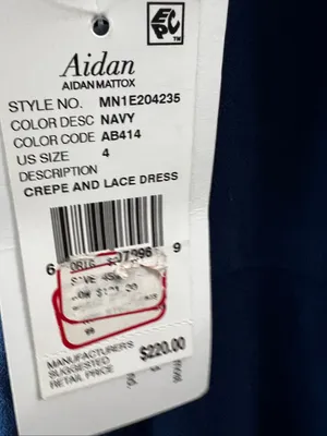 NWT Aidan Mattox Navy Crepe Lace V Neck Midi Cocktail Dress Size 4 thumbnail 10