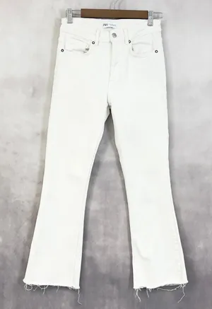 Zara Flare Jeans Womens 6 Stretch‎ Minimalist Indie Festival Clean Girl Urban thumbnail 1