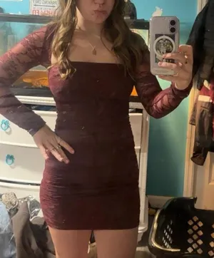 Lucy in the Sky burgundy lace long sleeve dress brand new only worn to try on #lace #burgundy #eveningwear #hoco thumbnail 1