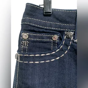 Miss Me Dark Wash Embellished Pocket Straight Leg Bling Jeans thumbnail 5