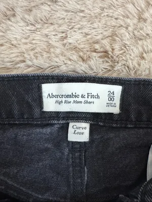 Abercrombie & Fitch Washed Black High-Rise Button Shorts thumbnail 2