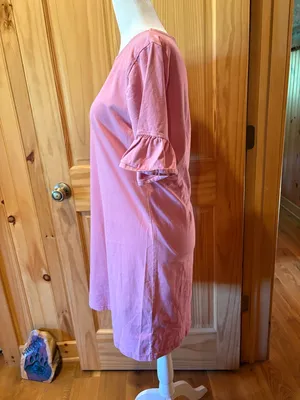 J.Crew Ruffle Sleeve Pink T-Shirt Knee Length Dress women’s M thumbnail 3