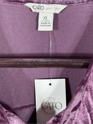 Cato Crushed Velvet Tiered‎ Babydoll Shirt Dress Mauve Purple XL Boho Cottage thumbnail 10