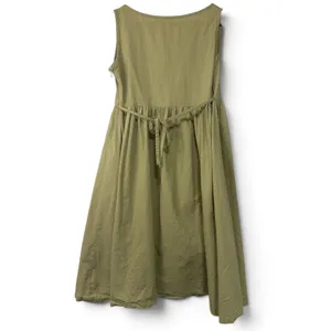 Vintage Olive Green 100% Cotton Sleeveless V-Neck Babydoll Mini Dress thumbnail 2